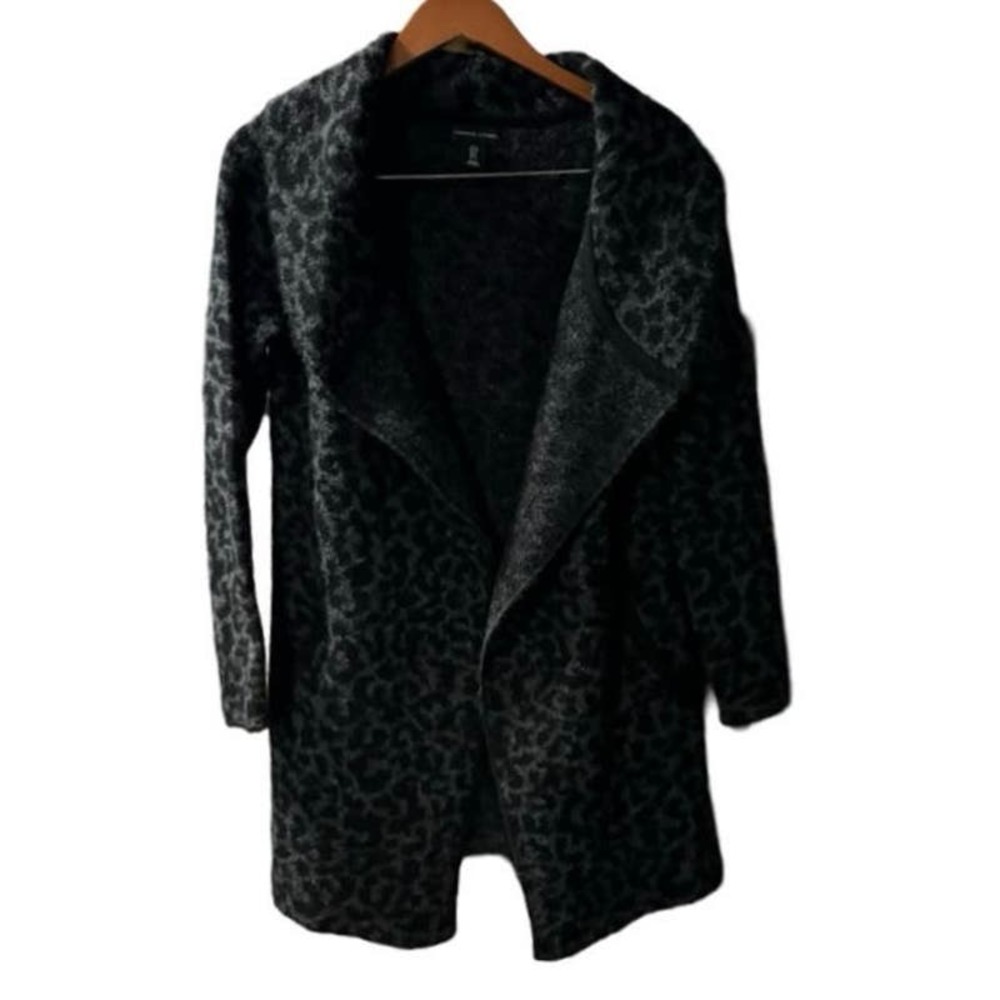 Adrienne Vittadini Animal Print Long Cardigan Sweater With Pockets S Small